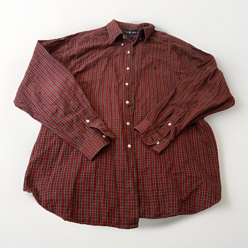 Ralph Lauren Blaire Men's Red Green Striped Buttondown 2XL